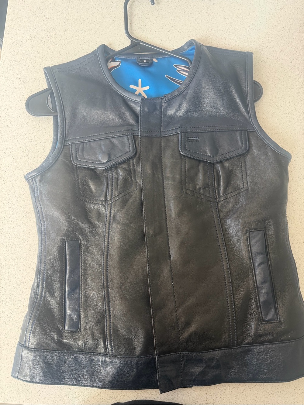 Black Leather Sleeveless Vest - Women’s- Riding Leather Vest